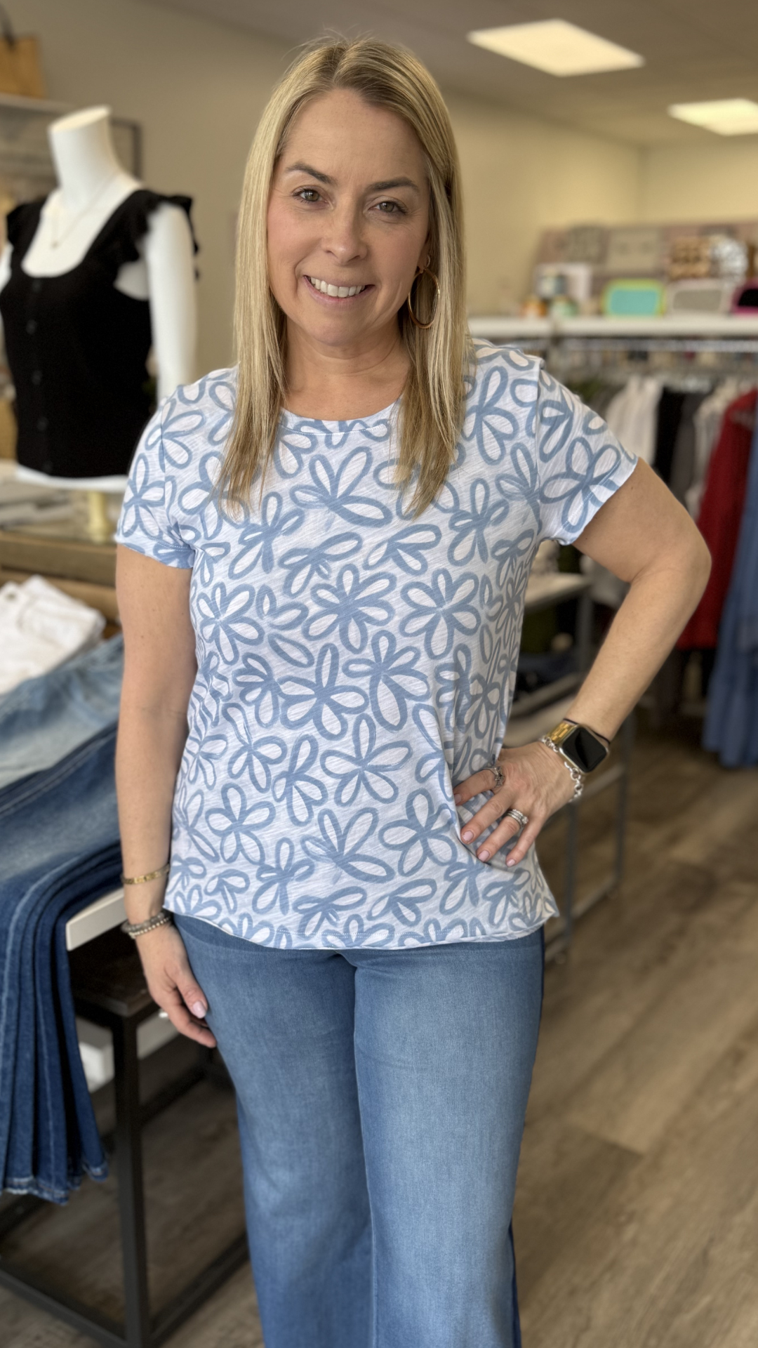 Printed Floral Organic Cotton Jersey Tee