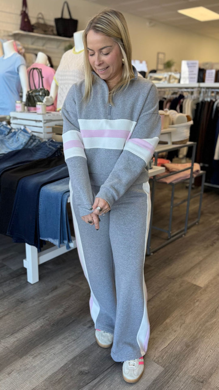 Vintage Fleece Colorblock Two Piece Set