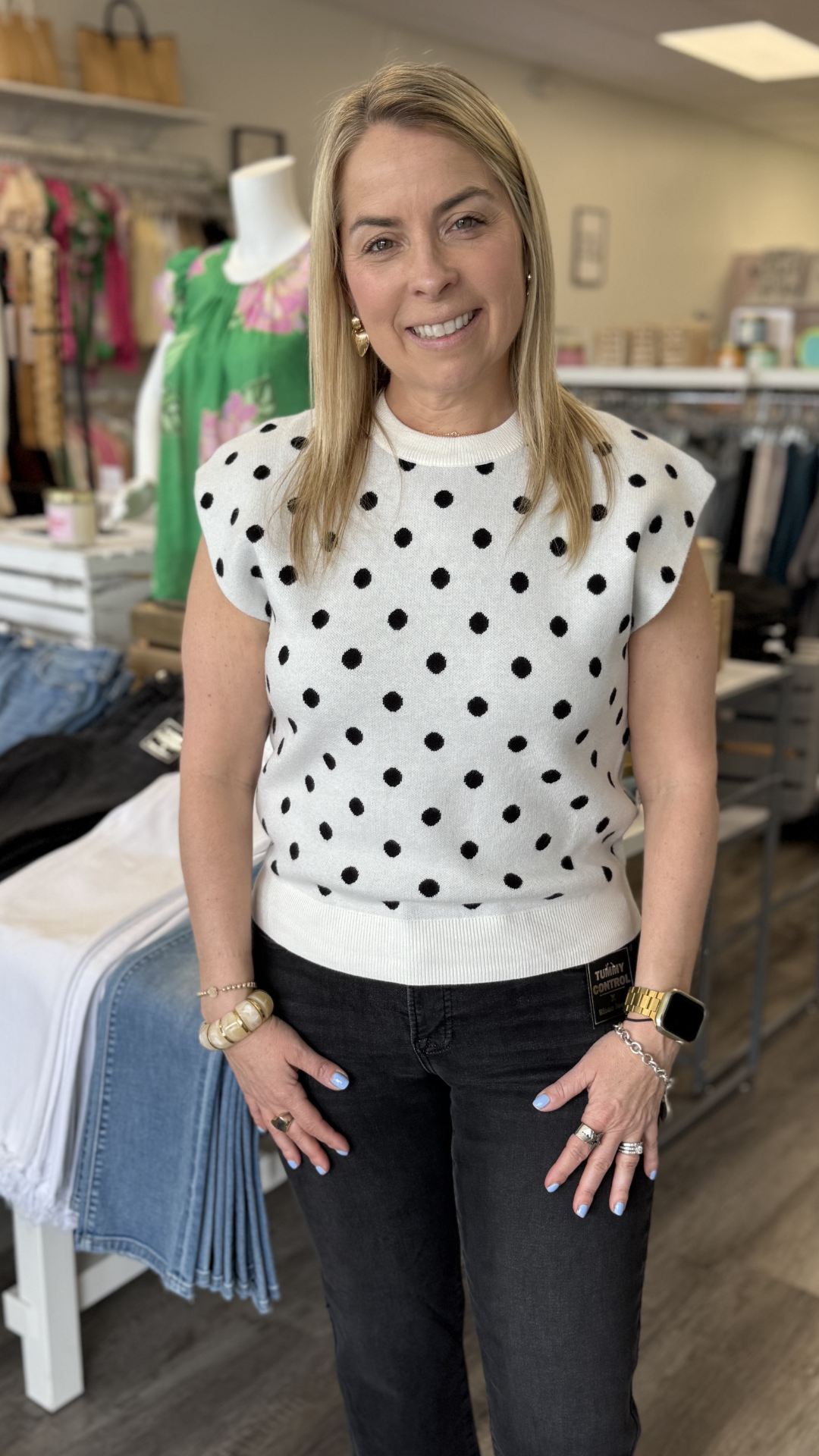 Polka Dot Sleeveless Top