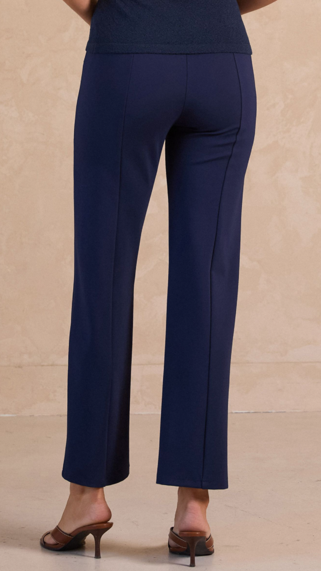 High Rise Navy Clean Center Seam Pants