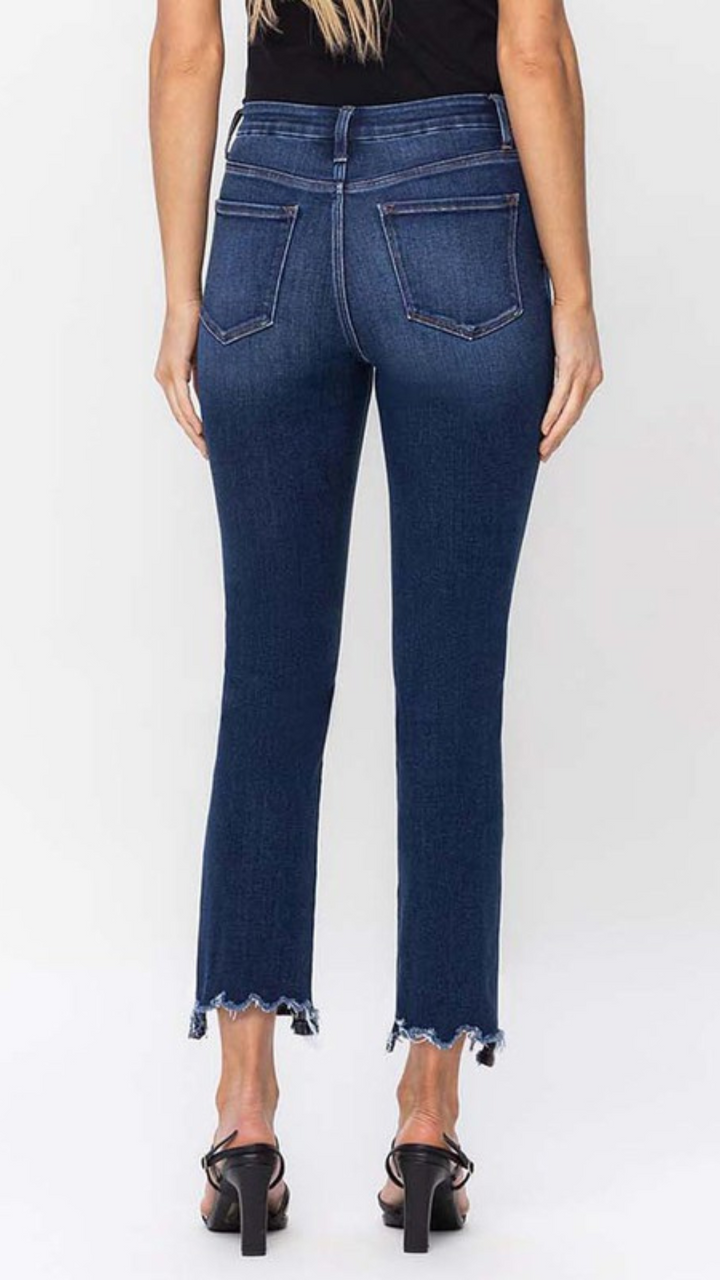 High Rise Crop Slim Straight Jeans