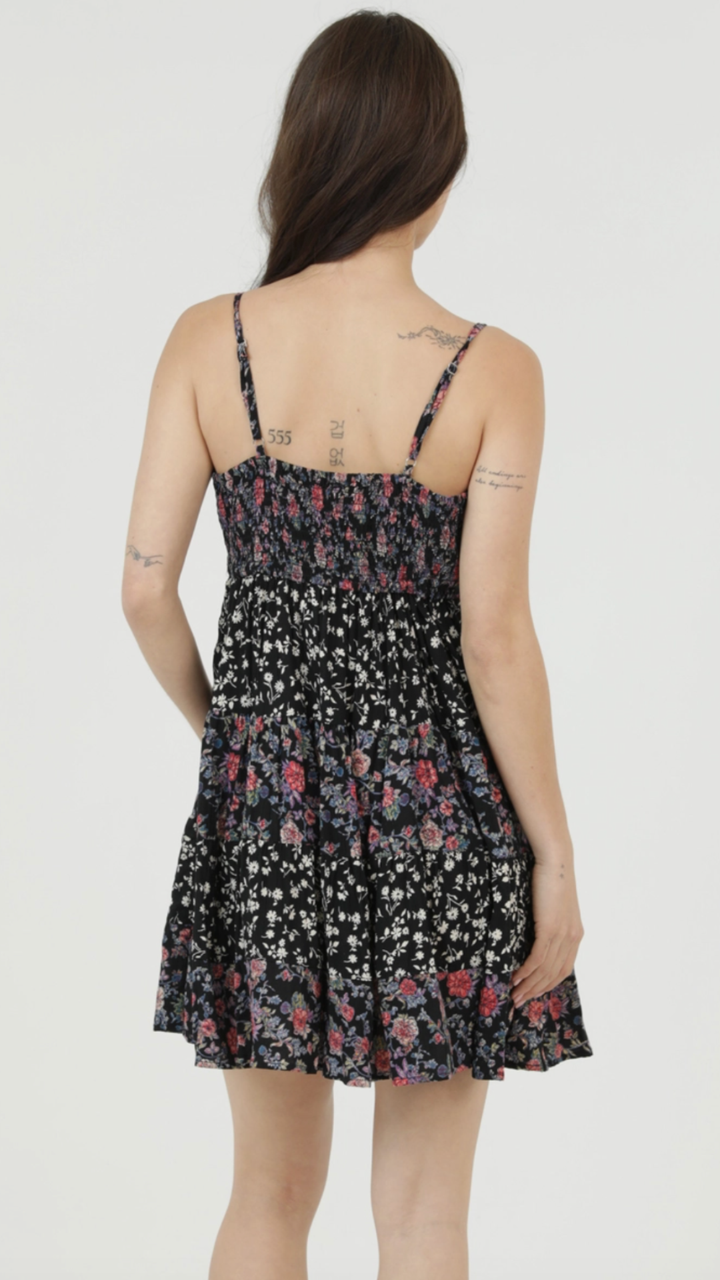 Black Mix Print Floral Dress