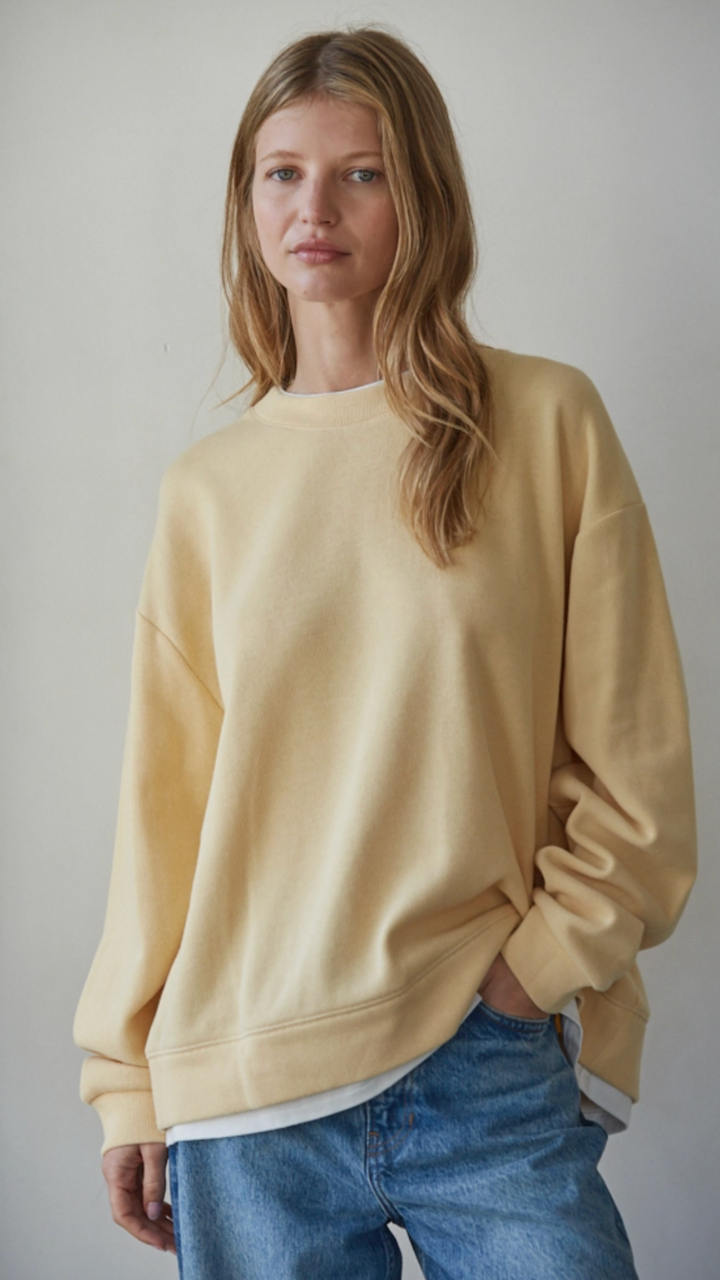 Butter Yellow Crewneck Layered Sweatshirt
