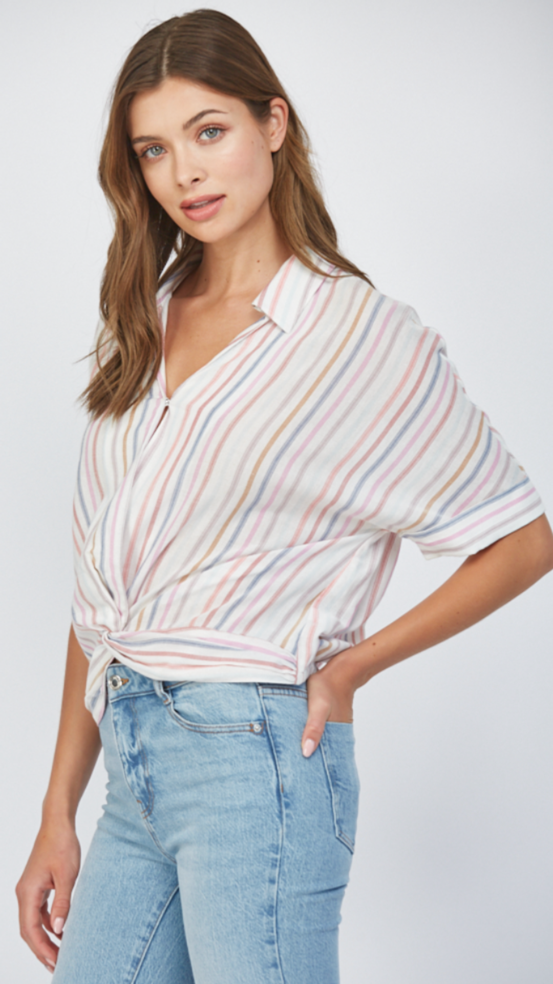 Front Twist Detail Collar Blouse