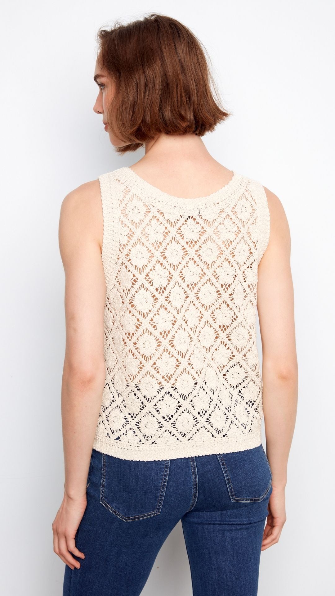 Reversible Crochet Button Up Sleeveless Vest