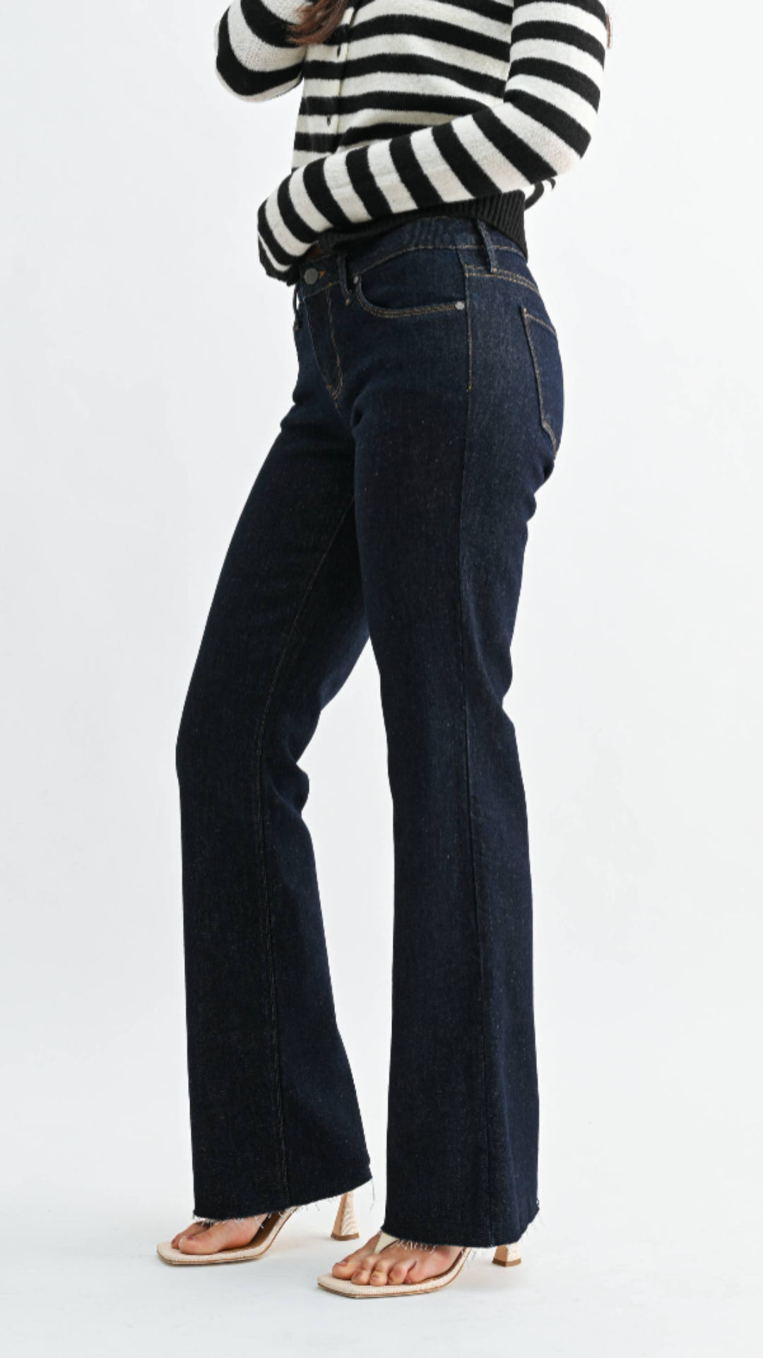 Low Rise Super Dark Wash Full Length Bootcut Jeans