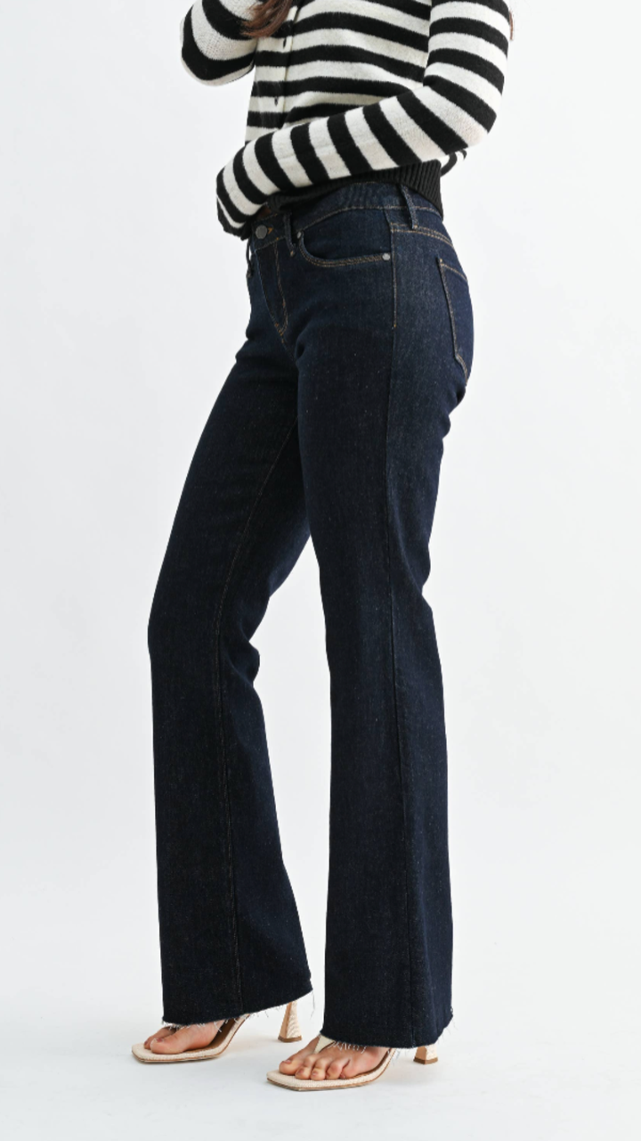 Low Rise Super Dark Wash Full Length Bootcut Jeans