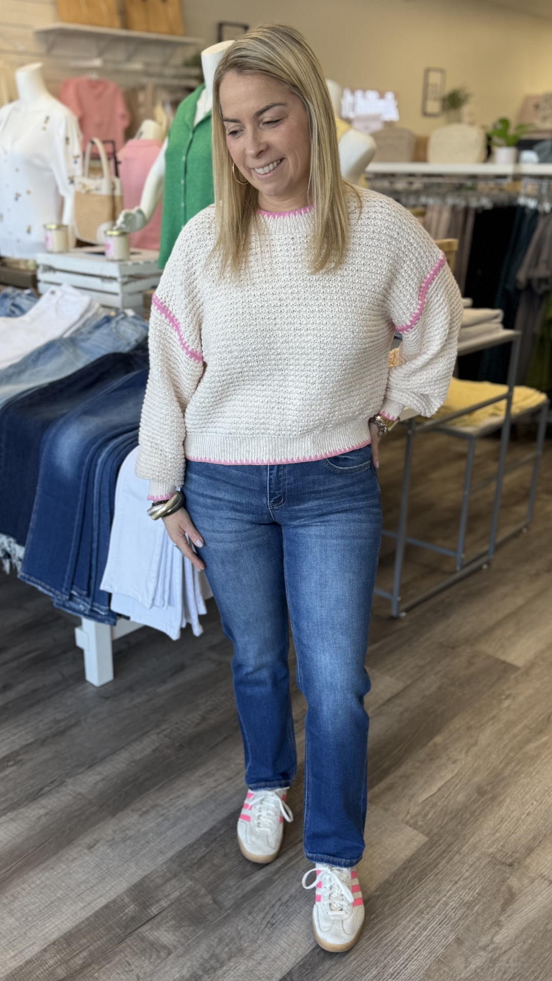 Mid Rise Dark Wash Ankle Slim Straight Jeans