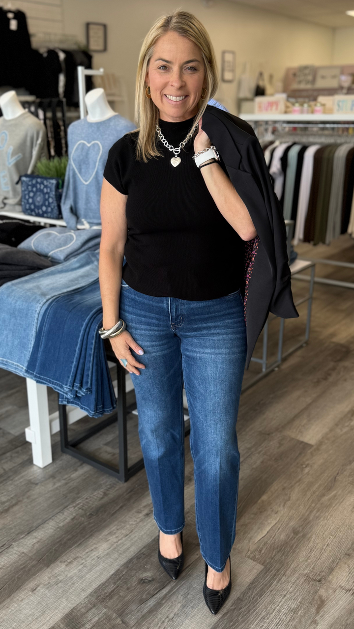 Black Ruched Sleeveless Sweater Top