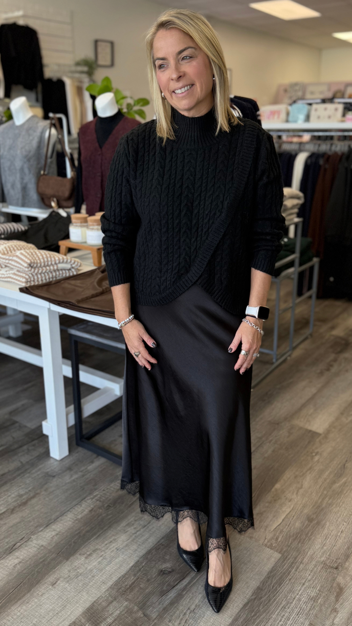Black Cable Knit Sweater