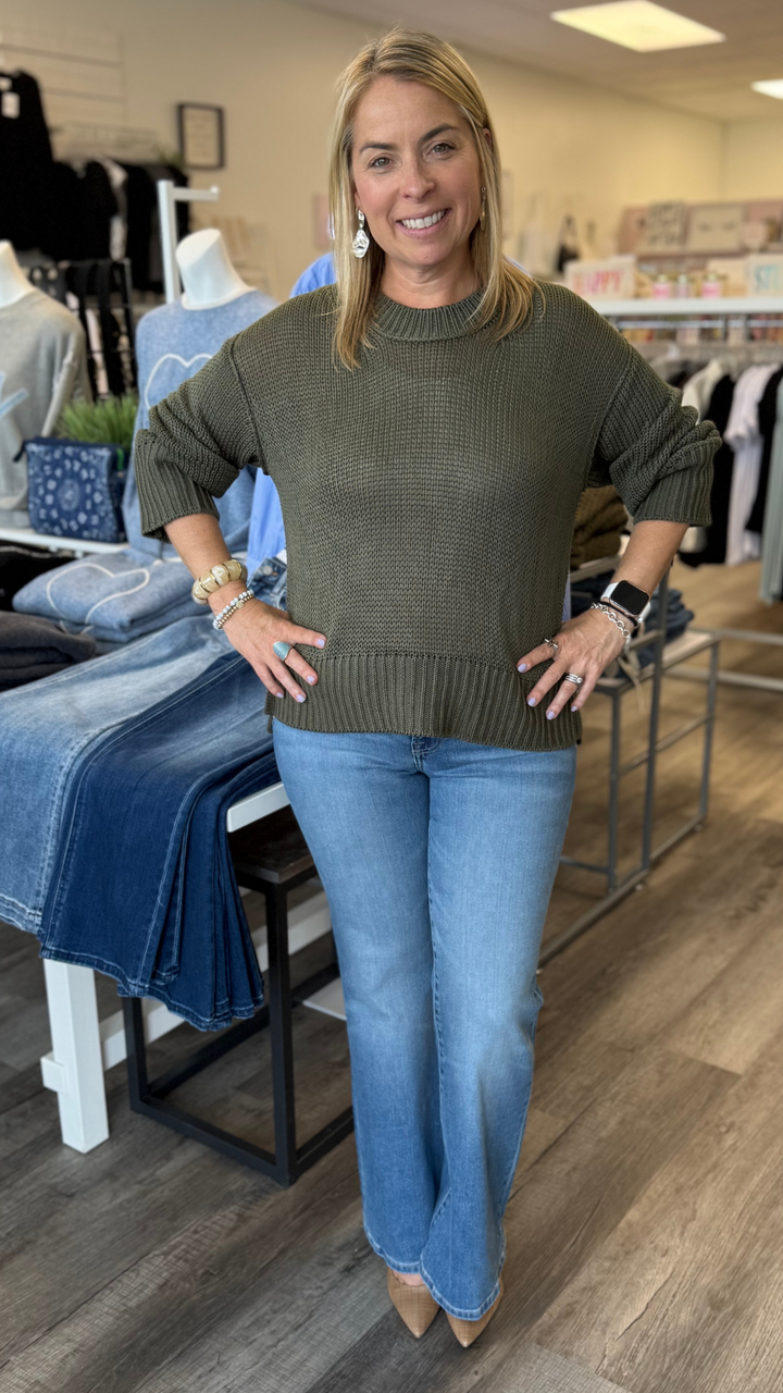 Olive Open Knit Sweater