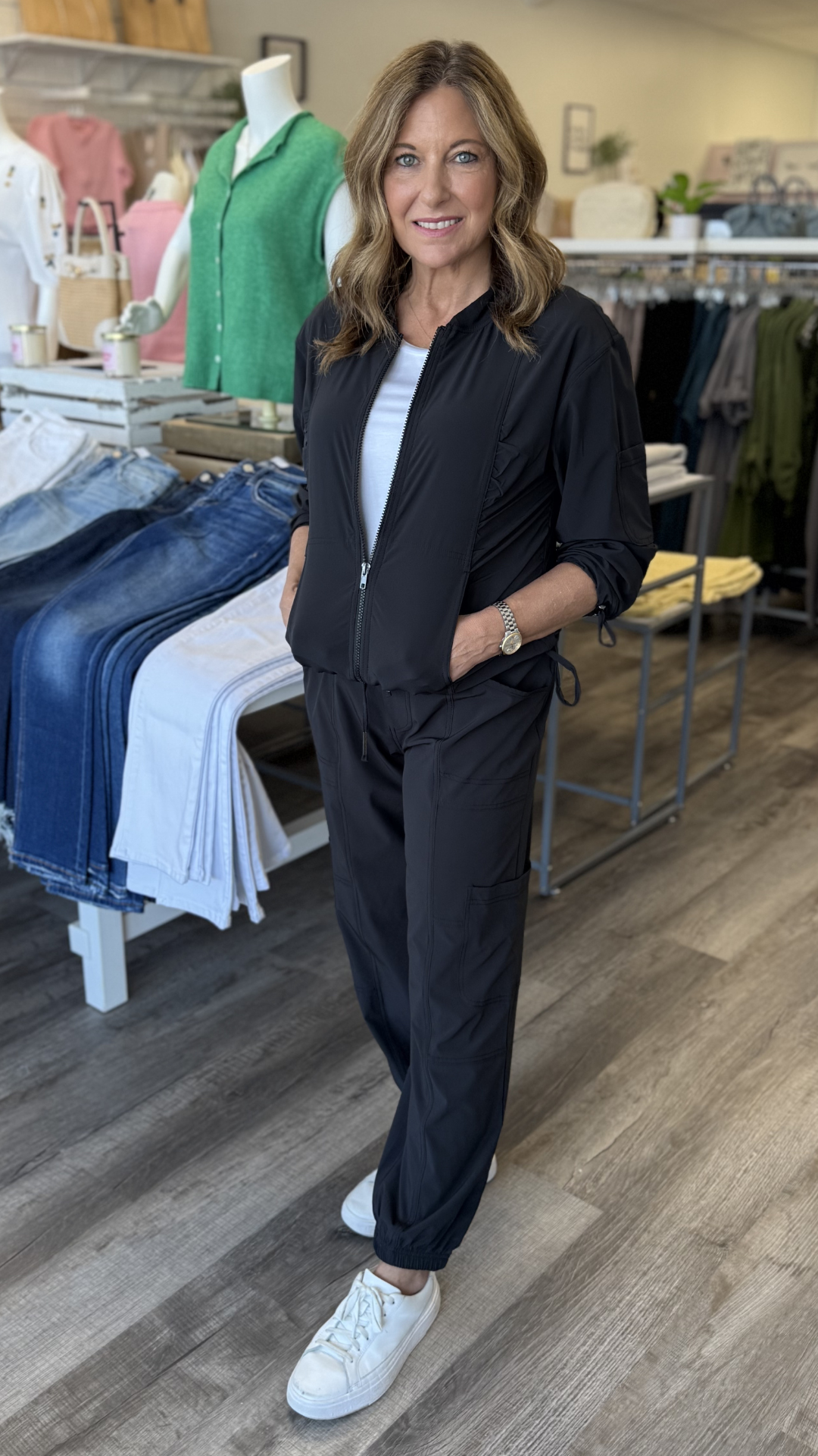 Black Theobald 4 Way Stretch Cargo Jogger