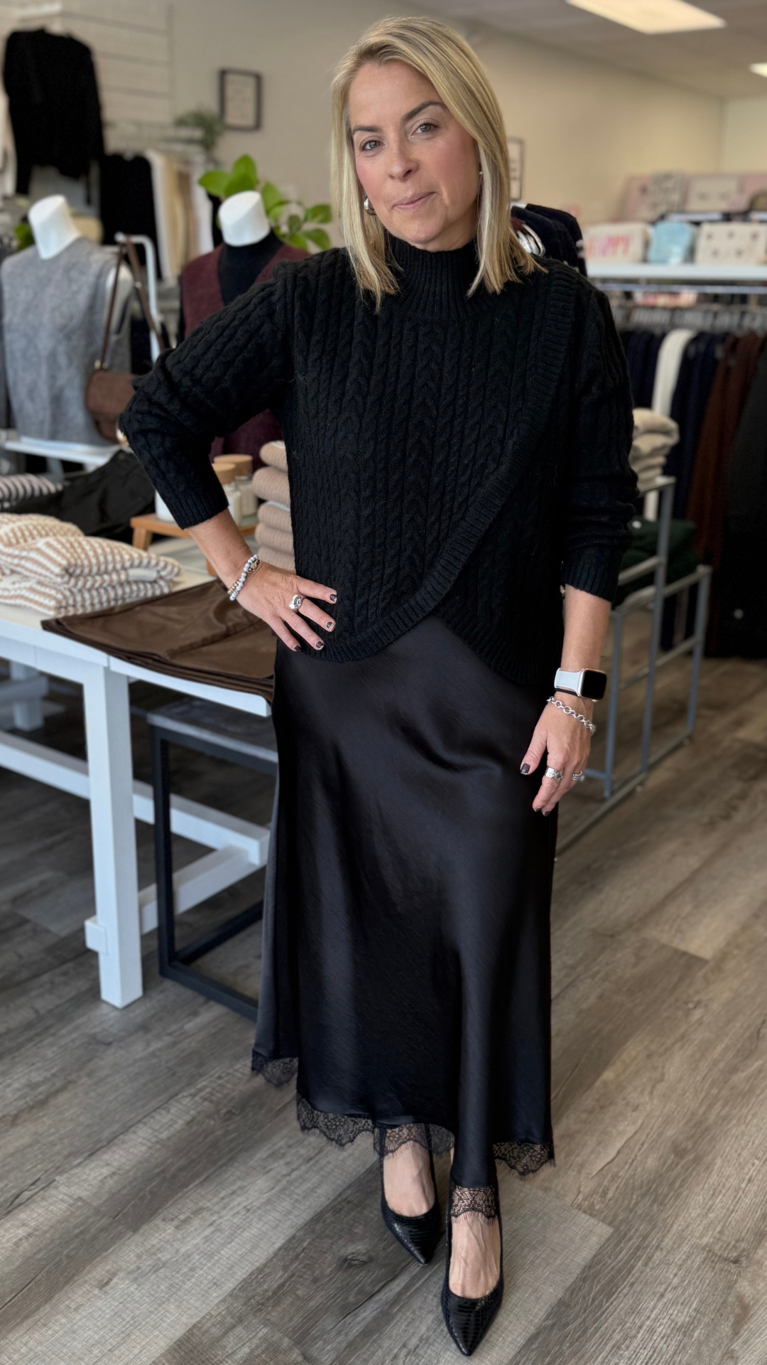 Black Cable Knit Sweater