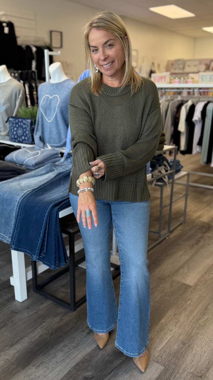 Olive Open Knit Sweater