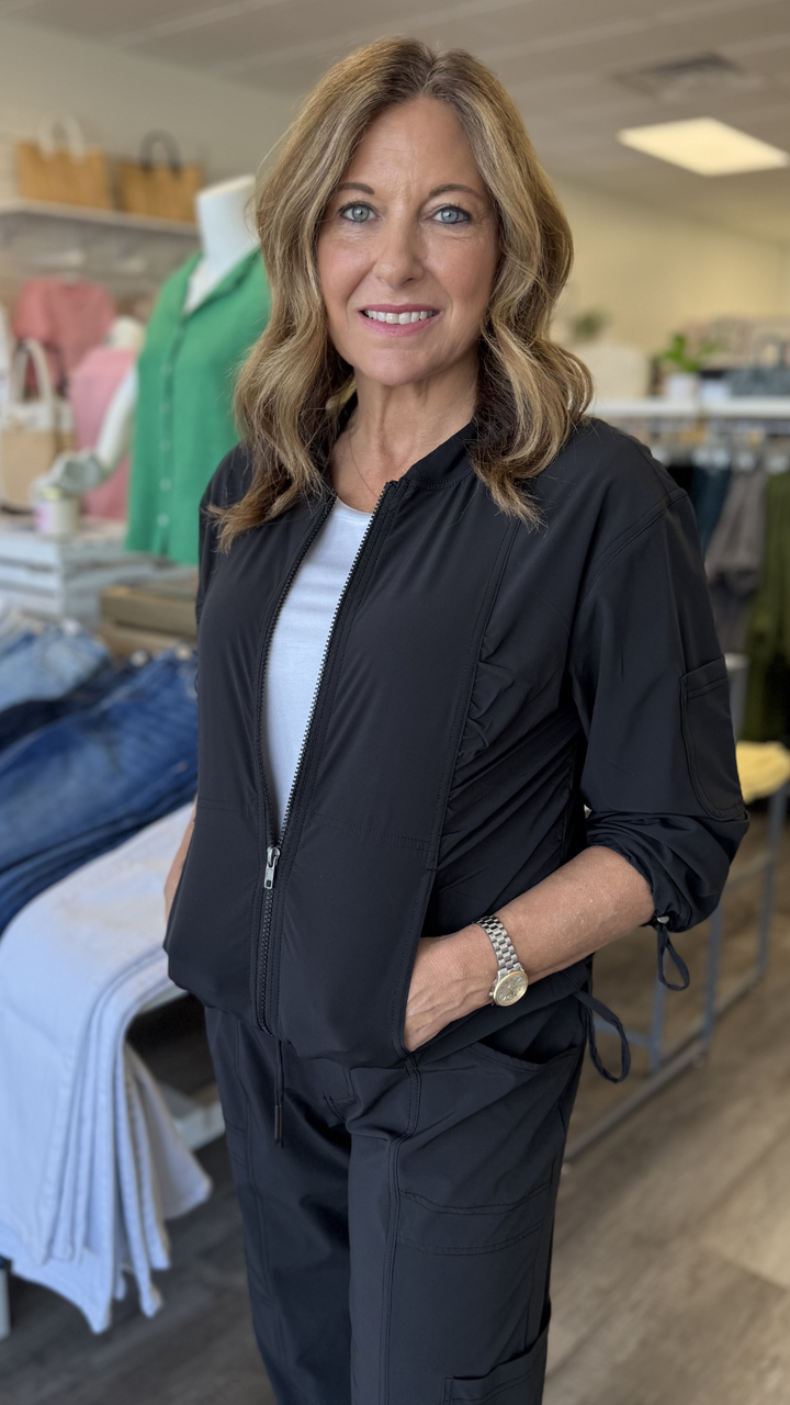 Black Bach 4 Way Stretch Bomber Jacket