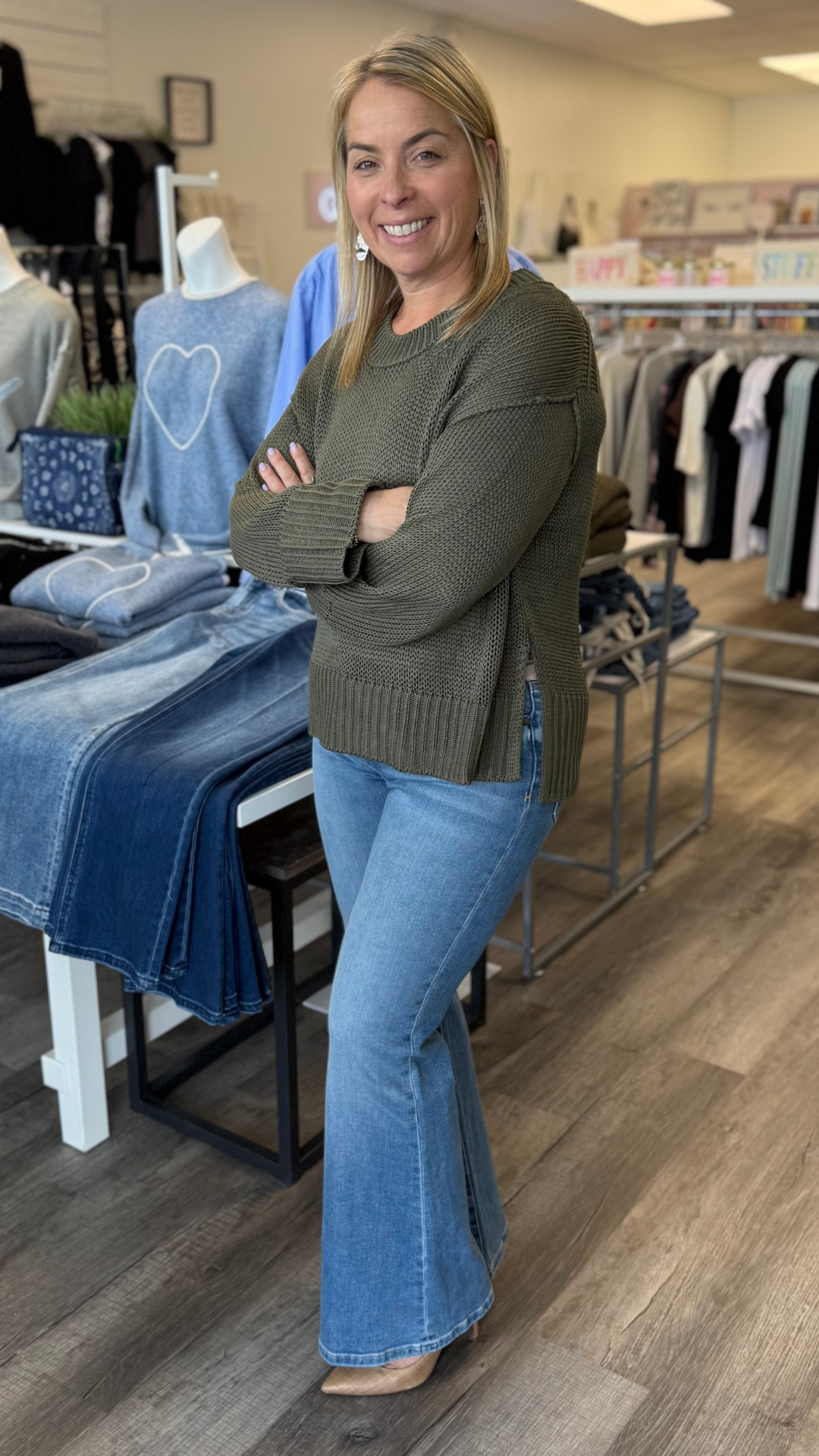 Olive Open Knit Sweater