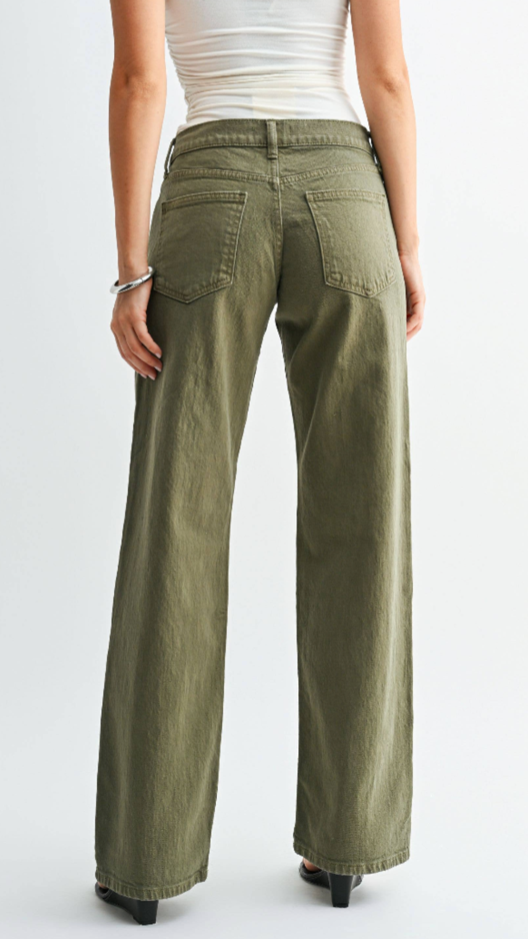 Low Rise Hunter Green Relaxed Straight Leg Jeans