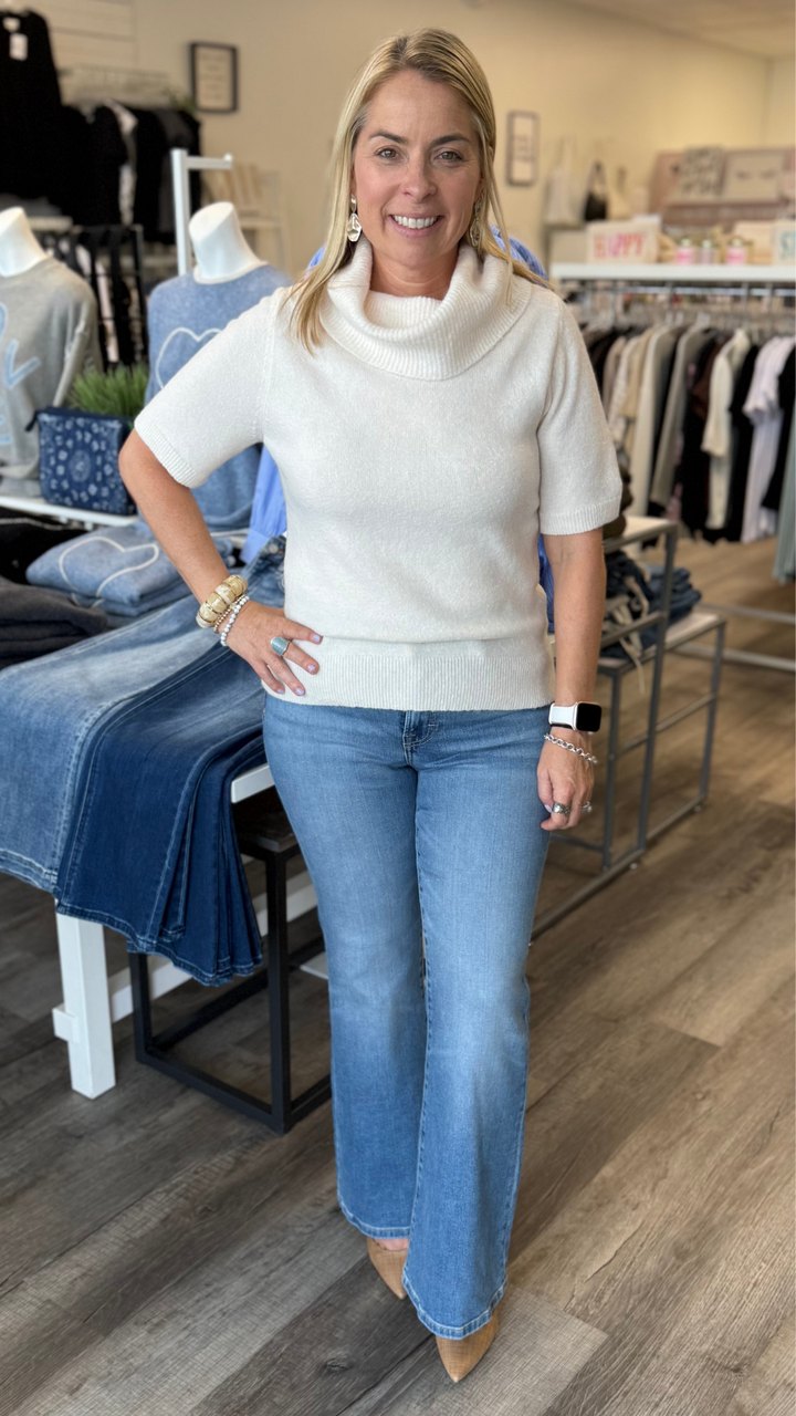 Cream Mockneck Sleeveless Sweater