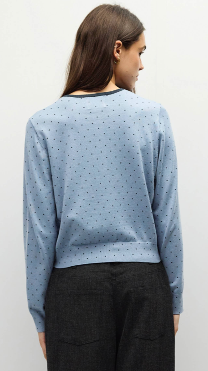 Blue And Navy Polka Dot Cardigan