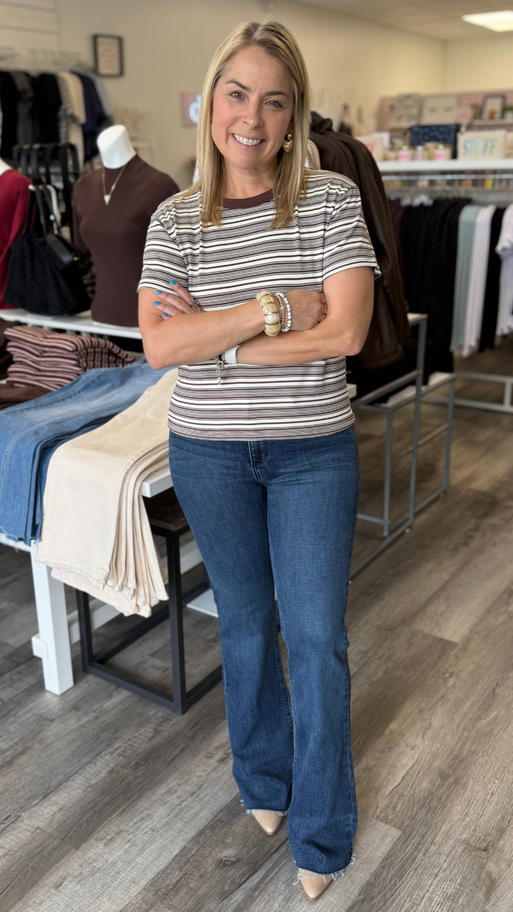 Brown And Cream Stripe Tee