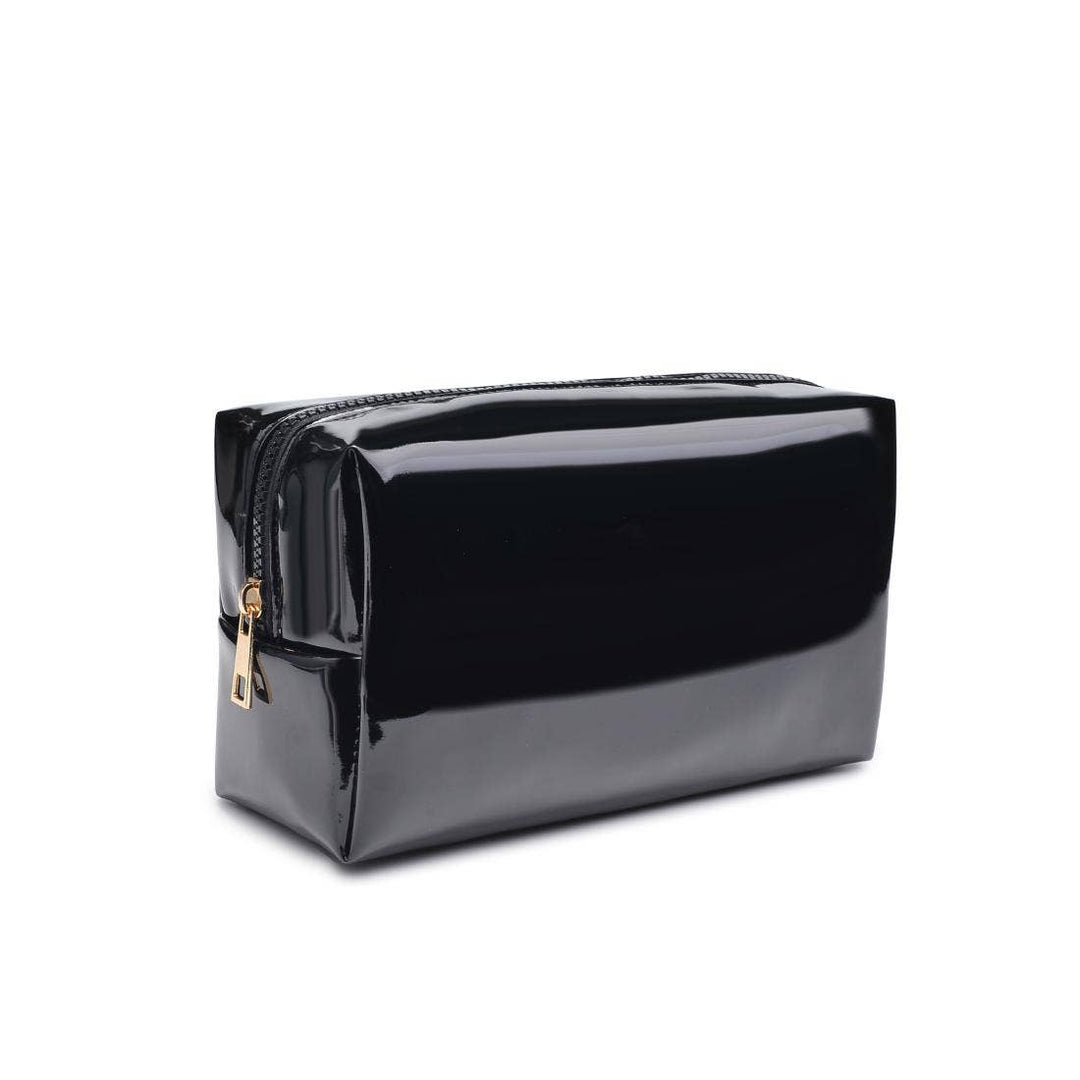 Black Patent Cosmetic Pouch