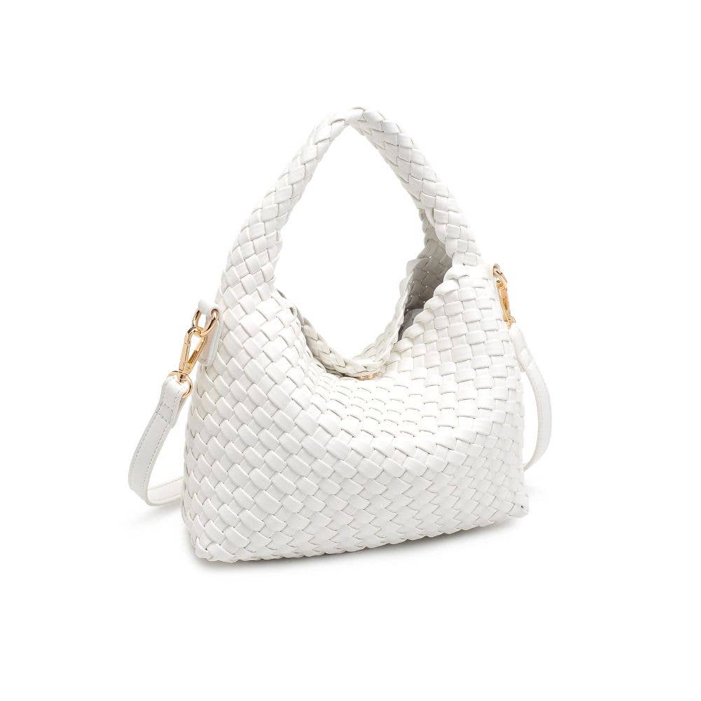 White Woven Vegan Leather Crossbody
