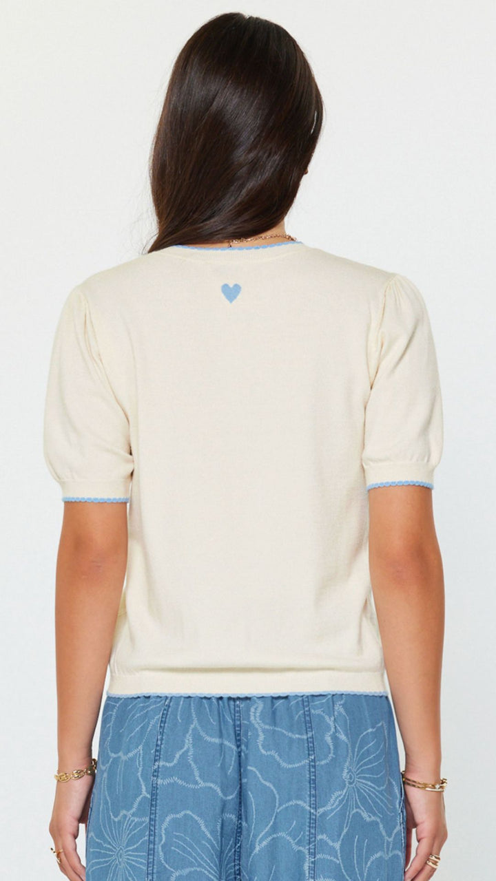 Ivory Scalloped Edge With Heart Detail Top