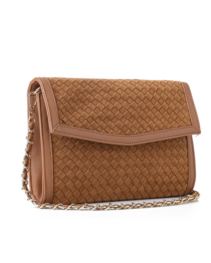 Beth Saddle Suede Woven Clutch