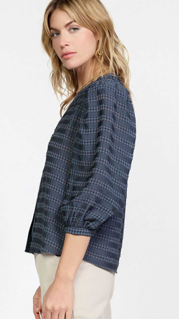 Charcoal Woven Button Up Blouse