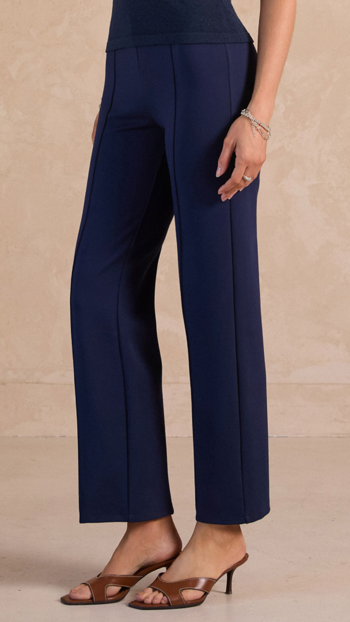 High Rise Navy Clean Center Seam Pants