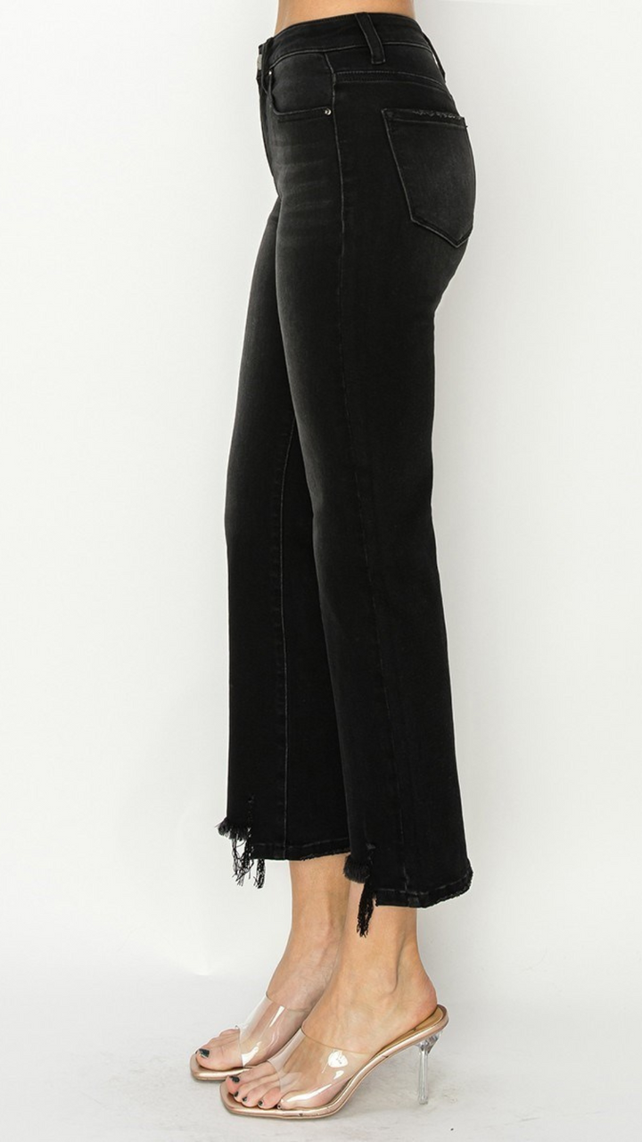 Black High Rise Relaxed Straight Jeans