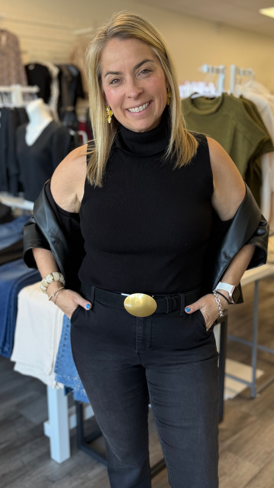 Black Mock Neck Sleeveless Sweater