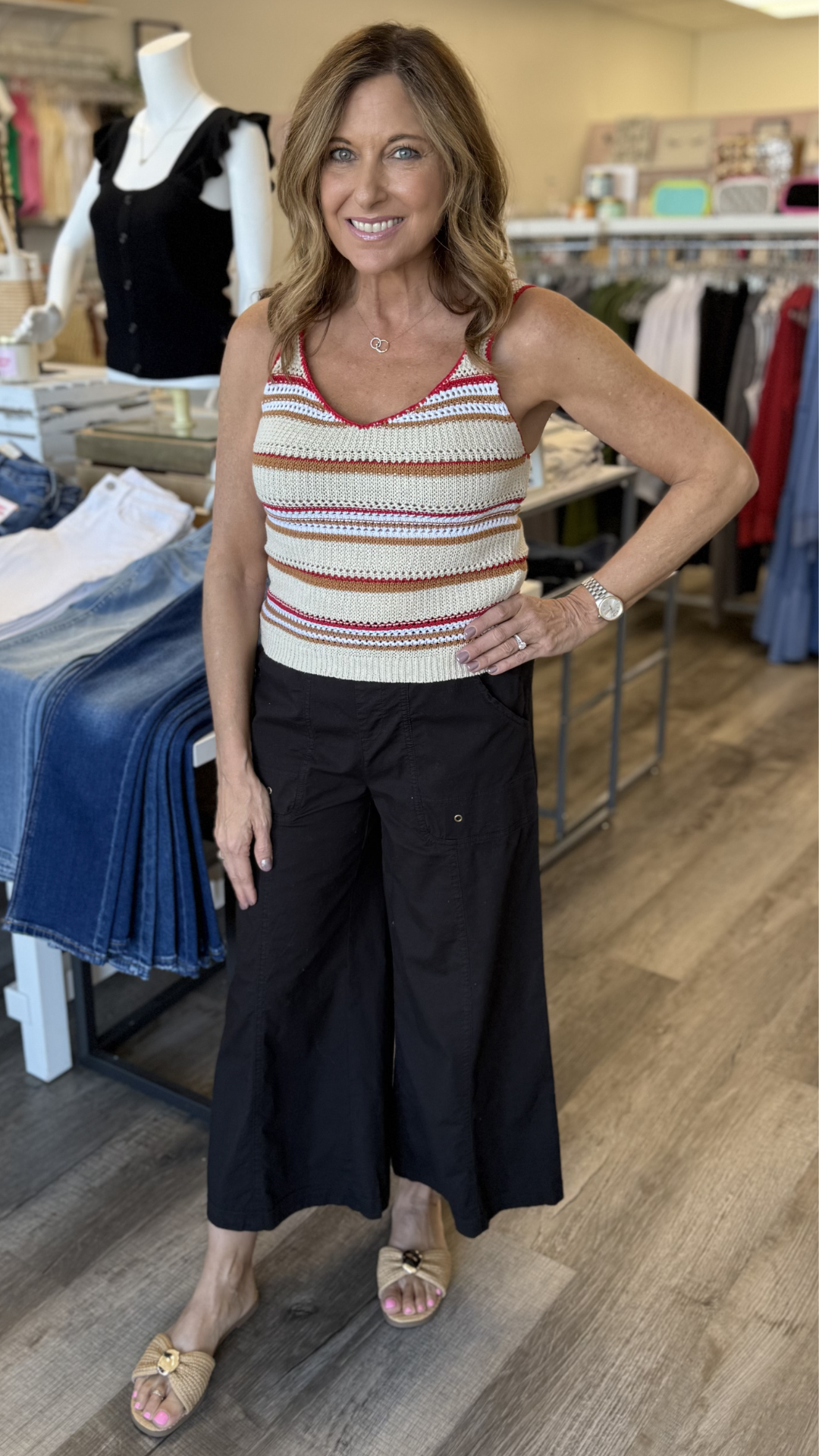 Black Gottfried Poplin Gaucho Crop Pants
