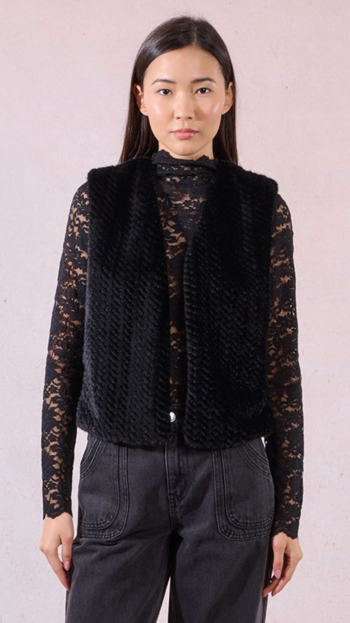 Black Fur Vest