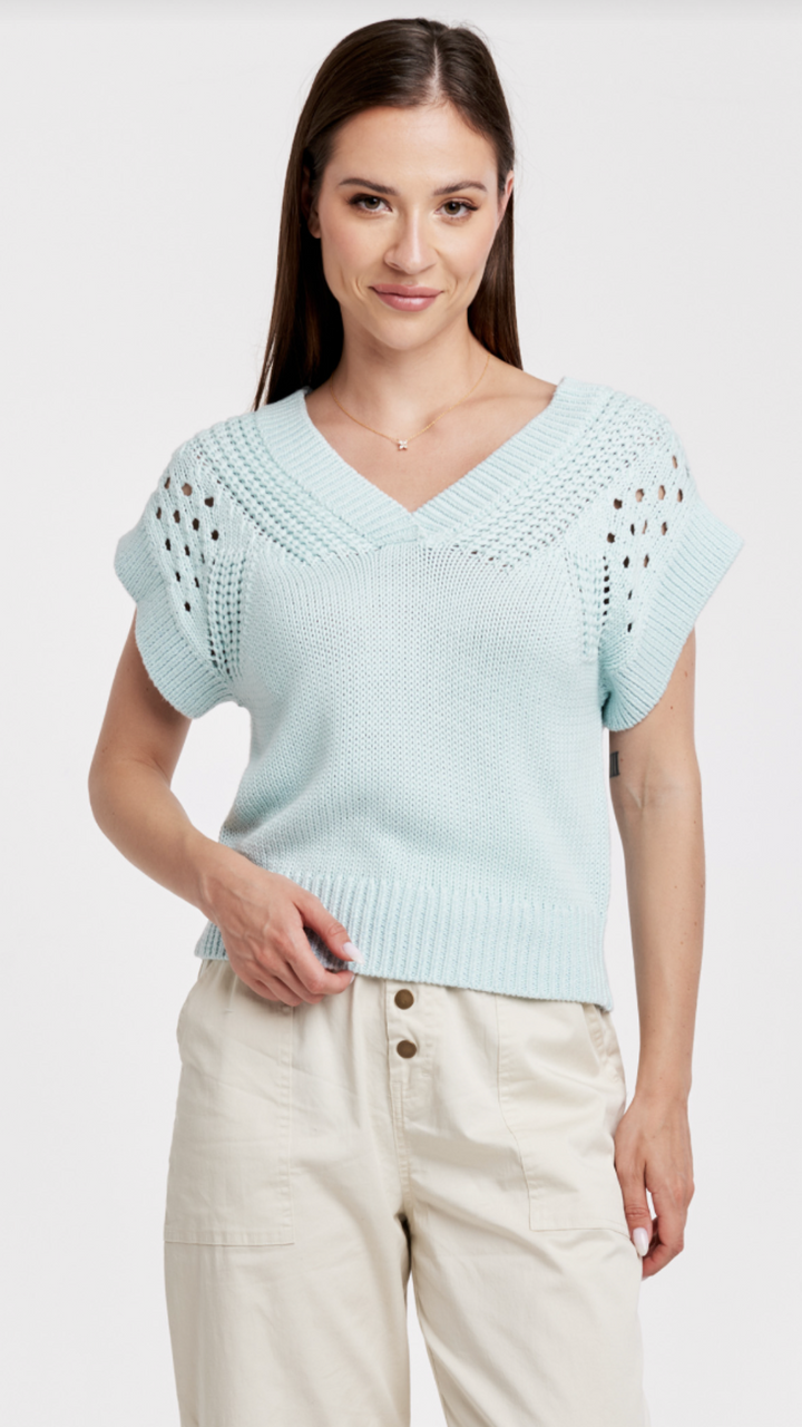 Aquamarine Crochet Detail Sweater Vest