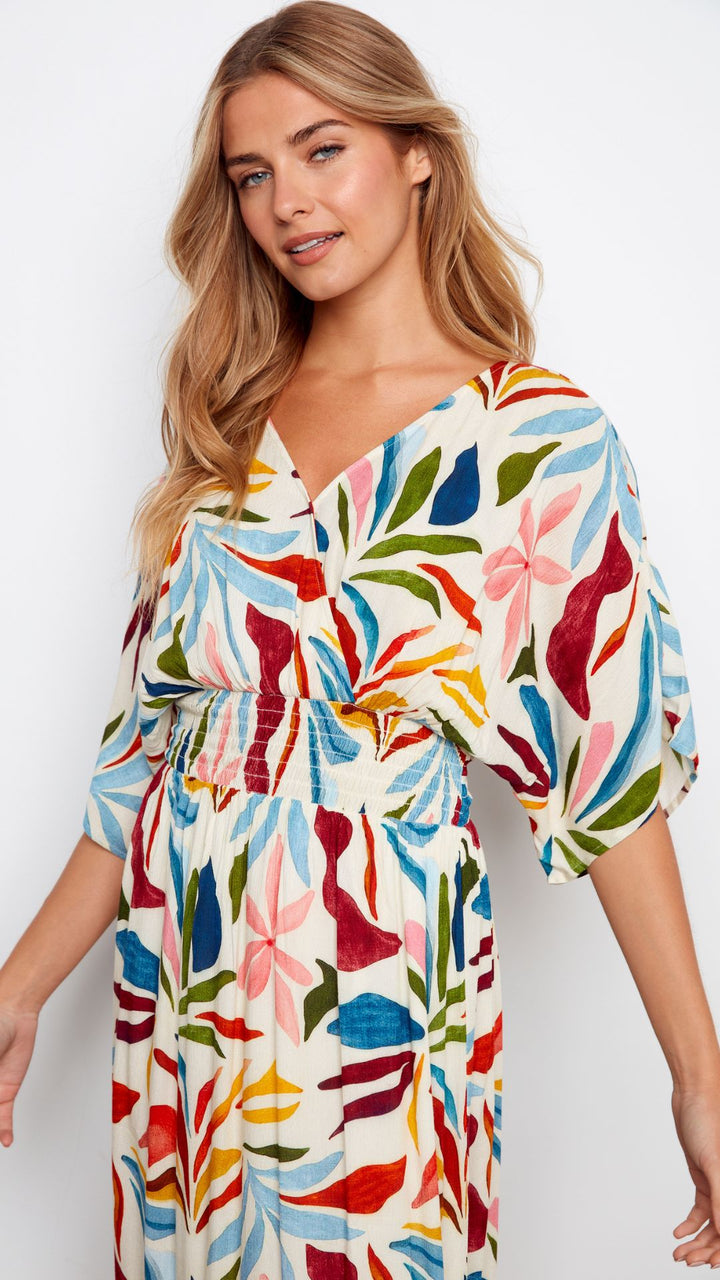 Solstice Dolman Short Sleeve Maxi Fake Wrap Dress