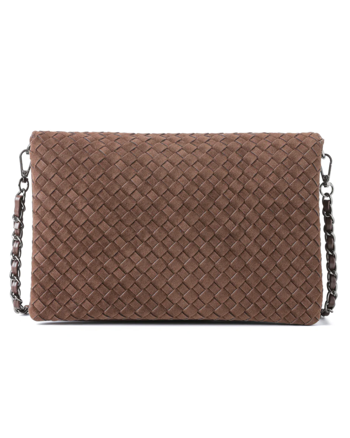 Lexi Chocolate Woven Suede Crossbody