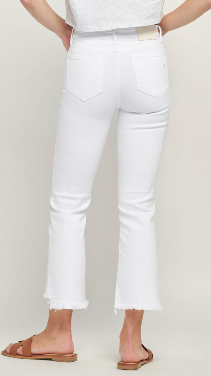 HAPPI White Frayed Hem Crop Flare Jeans