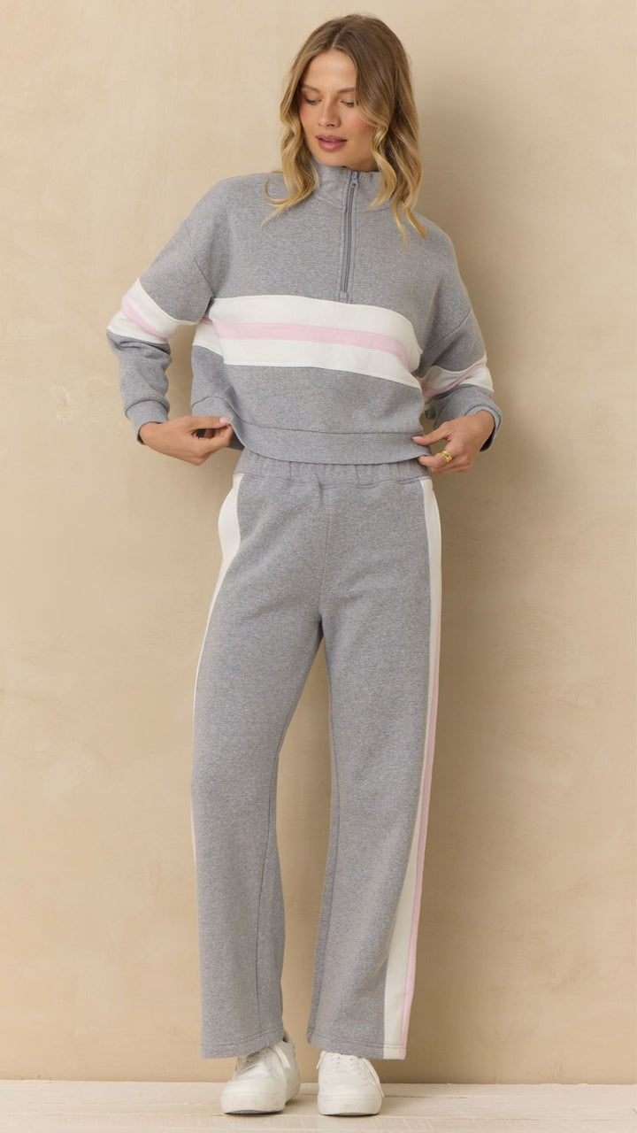 Vintage Fleece Colorblock Two Piece Set
