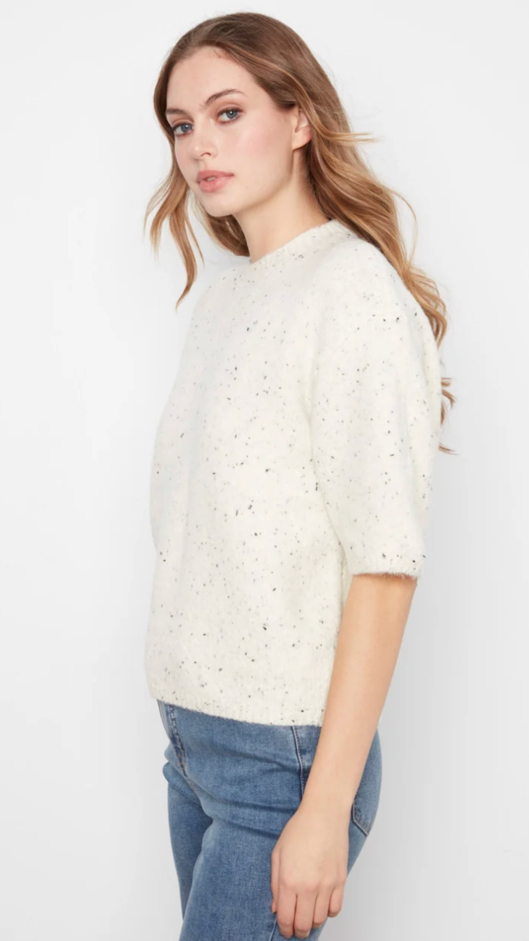 Cookies And Cream Balloon Elbow Sleeve Knit Sweater