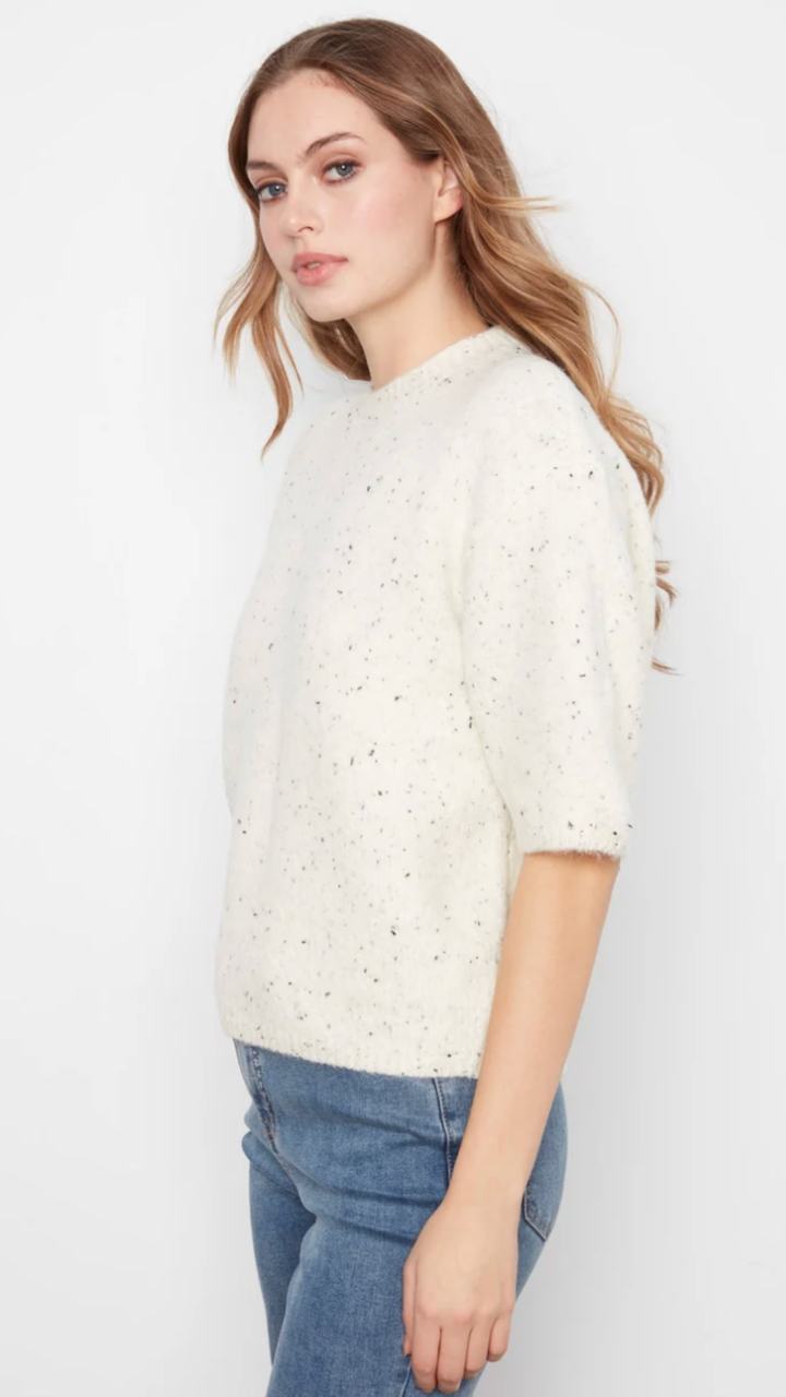 Cookies And Cream Balloon Elbow Sleeve Knit Sweater
