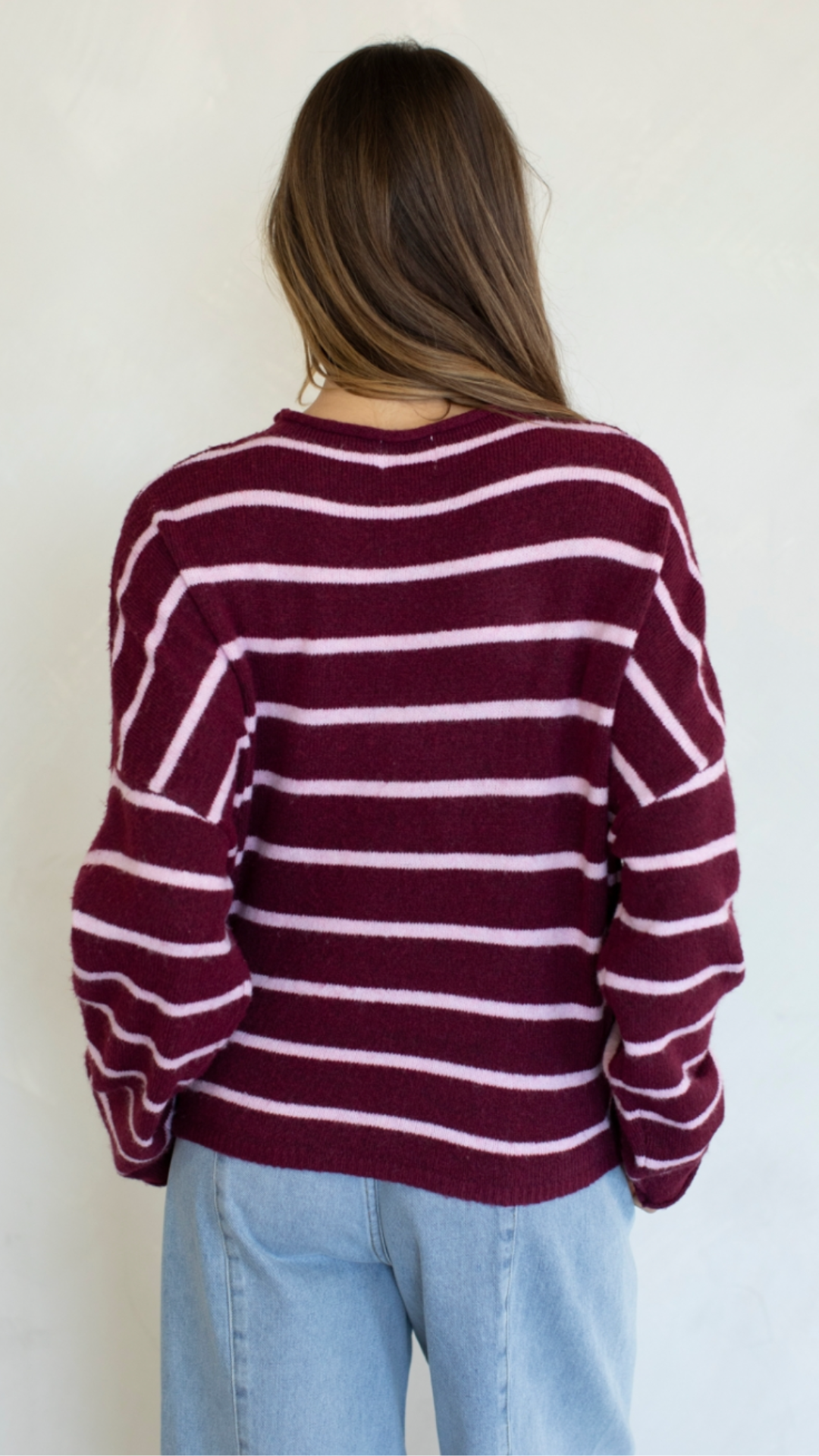 Wine Pink Cabana Striped Piper Cardigan