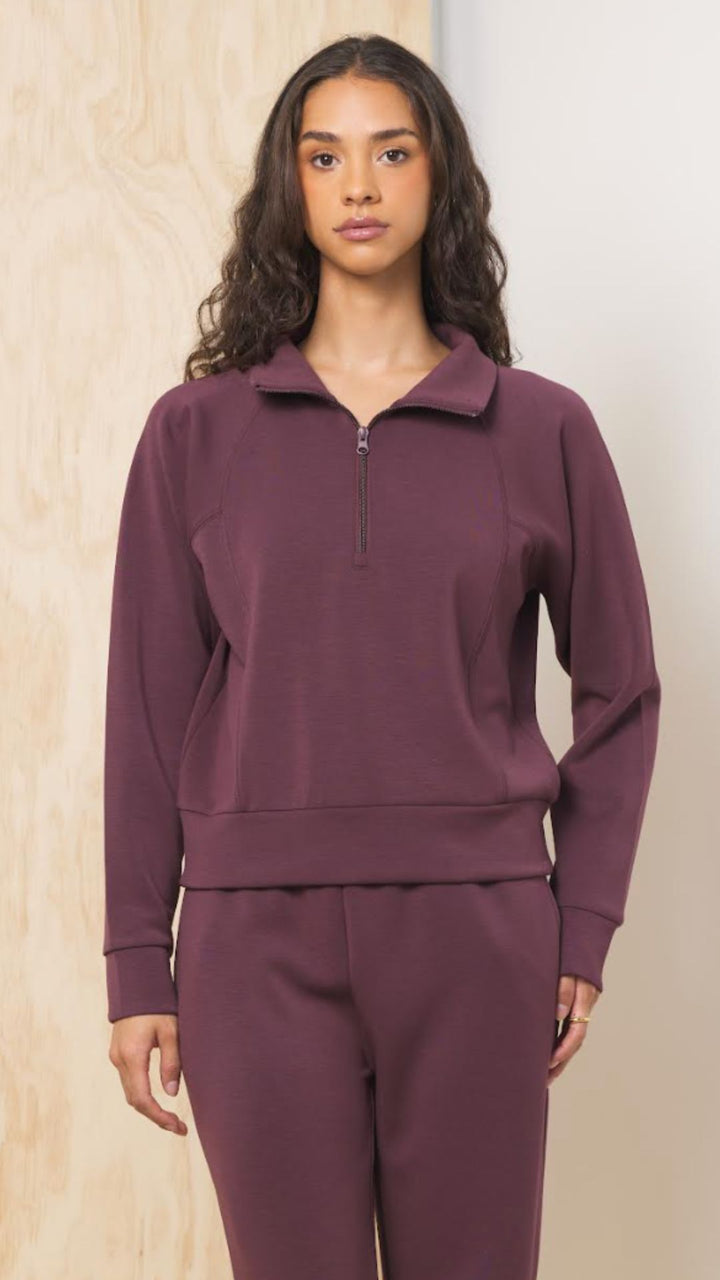 Merlot Truffle Cloud Fleece Quarter Zip