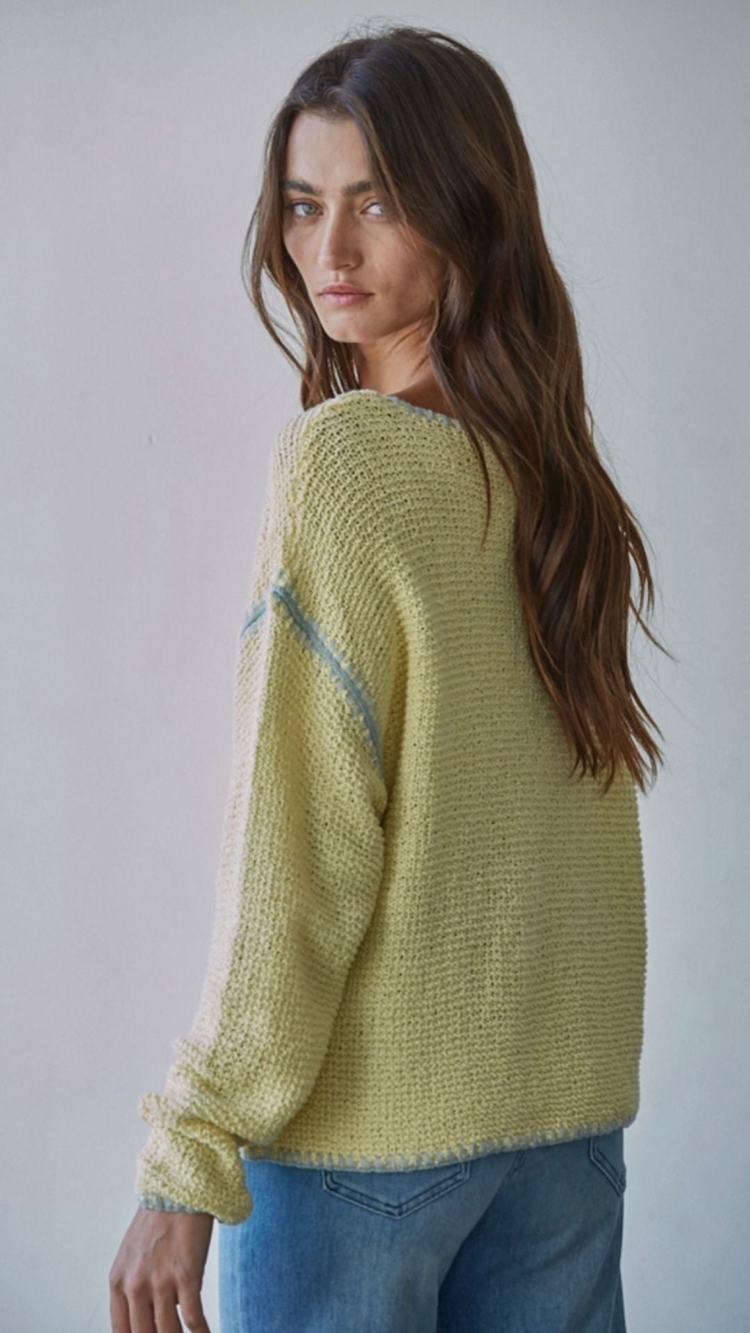 Contrast Stitch Pullover Sweater