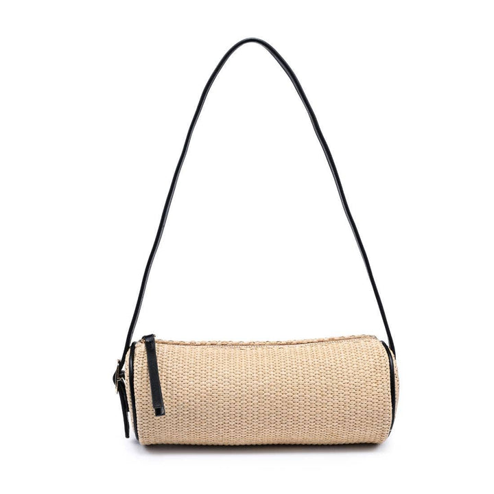 Natural Straw Shoulder Barrel Bag