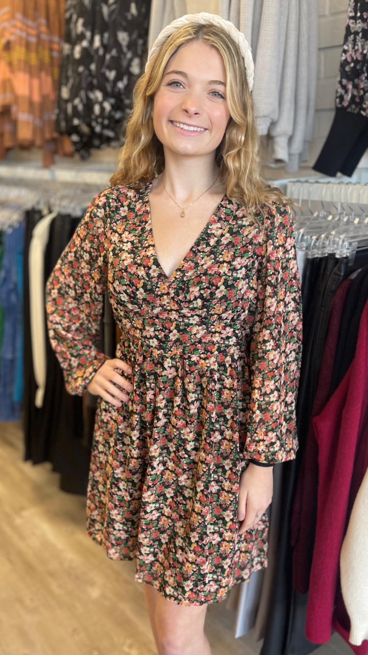 Autumn Floral Mini Dress