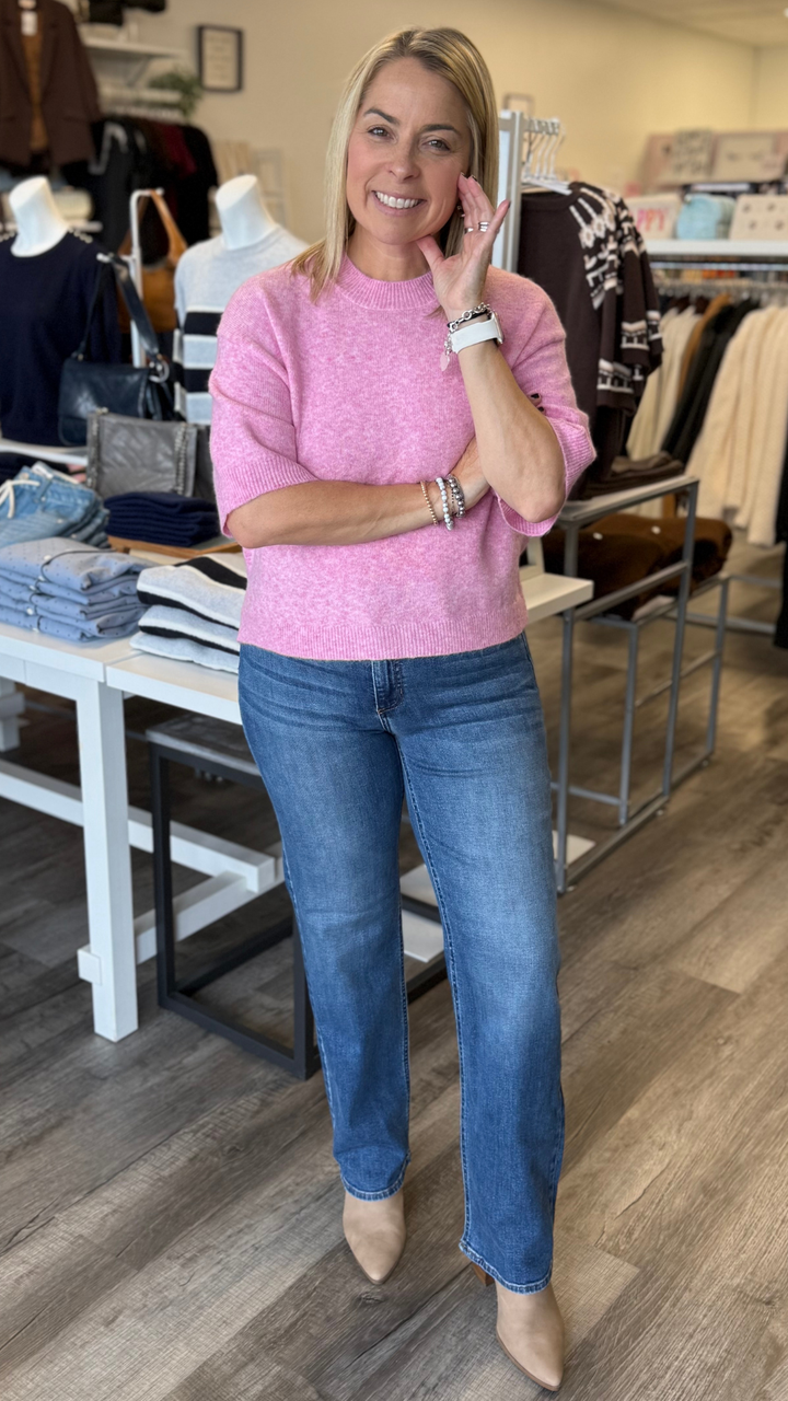 Pink Half Sleeve Sweater