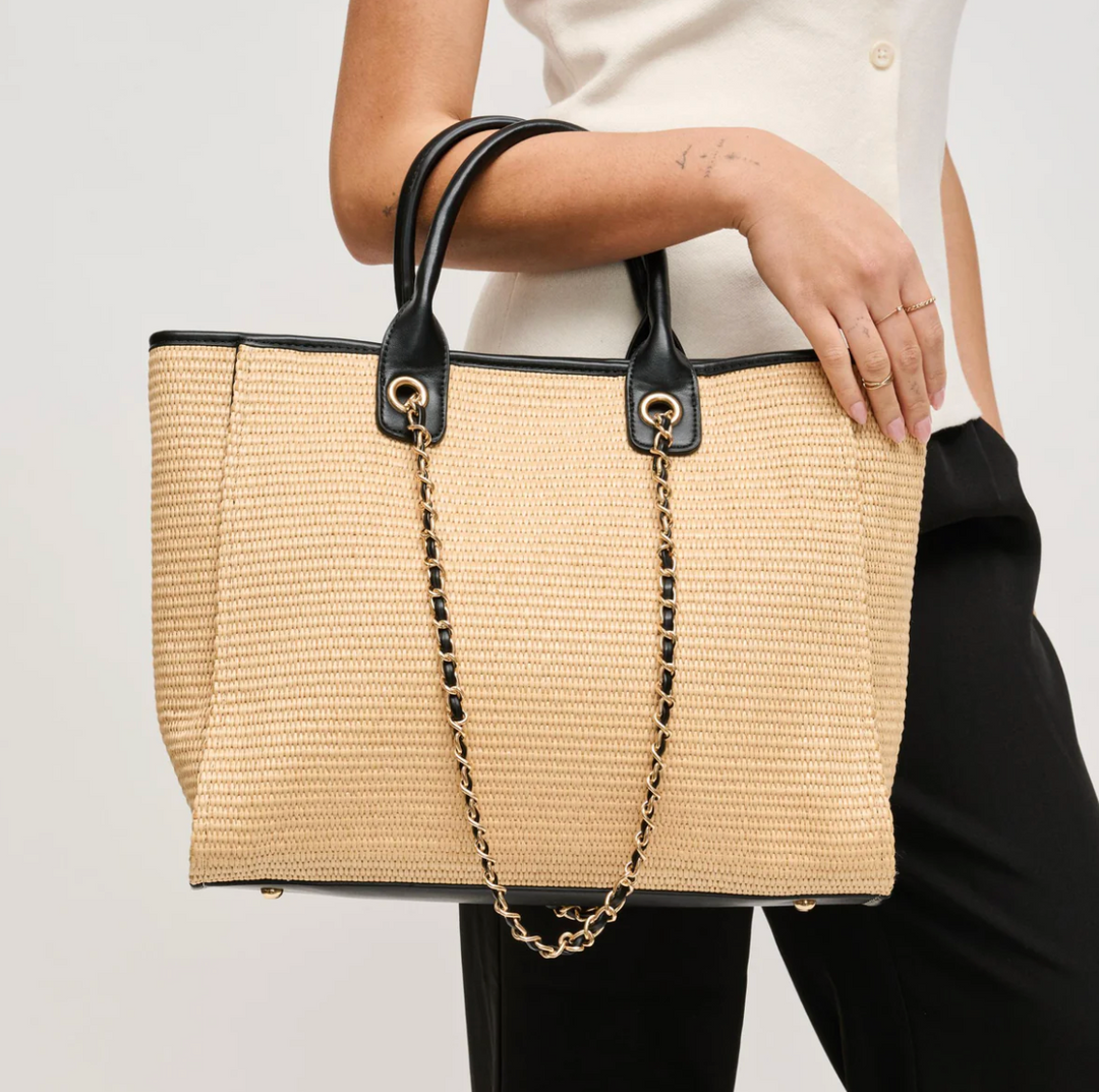 Natural Black Jaxon Tote Bag