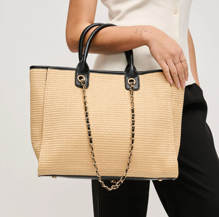 Natural Black Jaxon Tote Bag