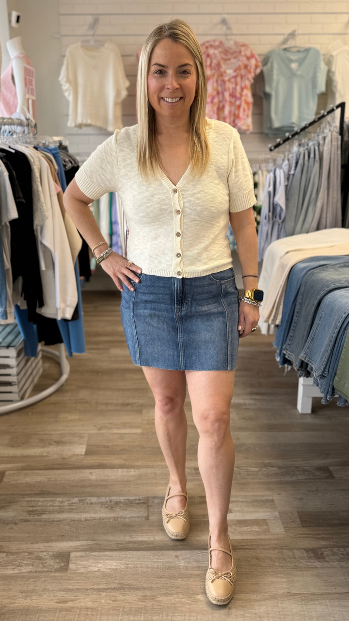 Ivory Cardigan Buttoned Down Top